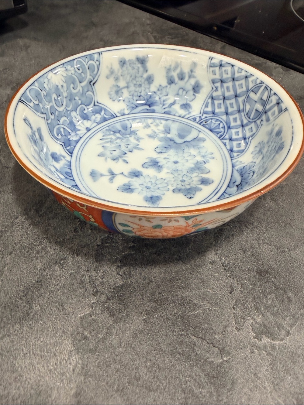 Vintage Andrea by Sadek Japan Imari Bowl Red Blue Floral 5.5"